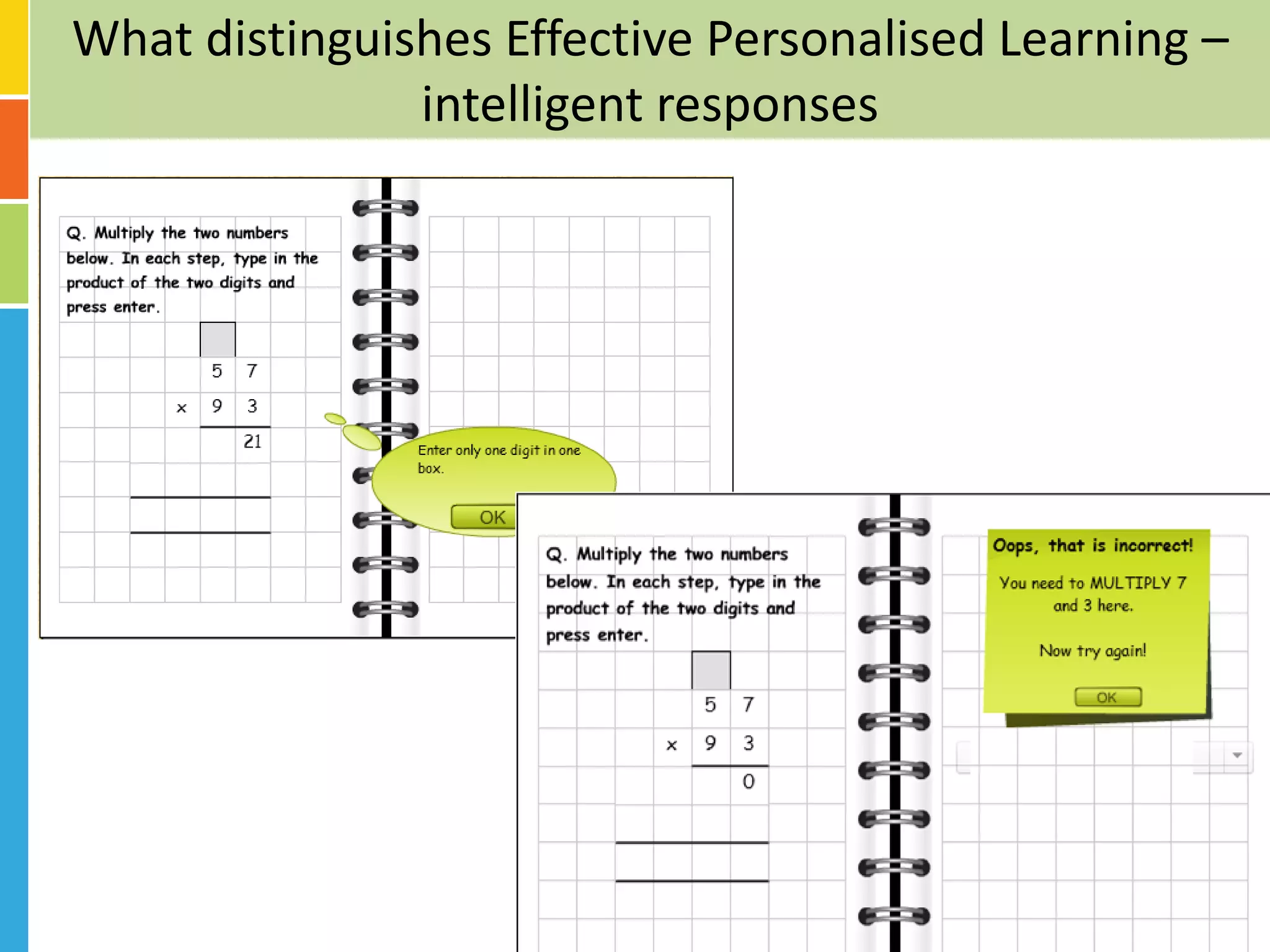 What distinguishes Effective Personalised Learning –
intelligent responses
 
