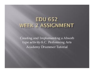 Creating and Implementing a Absorb
type activity-S.C. Performing Arts
Academy Drummer Tutorial

 