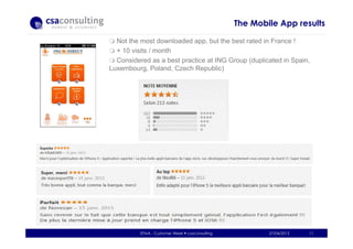 The Mobile App results
27/04/2013 11EFMA - Customer Week csaconsulting
Not the most downloaded app, but the best rated in ...