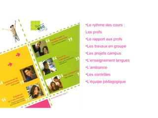 La 1ère année

Carte
avantages
jeunes
Séminaire
intégration

concours

Choix
campus

Cours 1ère année
Tronc commun
3 campus

 