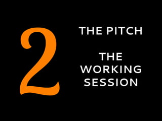 2
THE PITCH
THE
WORKING
SESSION
 