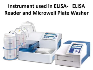 Instrument used in ELISA- ELISA
Reader and Microwell Plate Washer
 