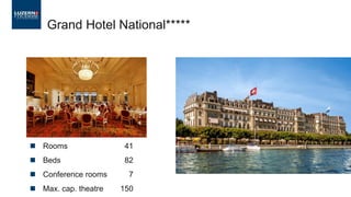◼ Rooms 41
◼ Beds 82
◼ Conference rooms 7
◼ Max. cap. theatre 150
Grand Hotel National*****
 
