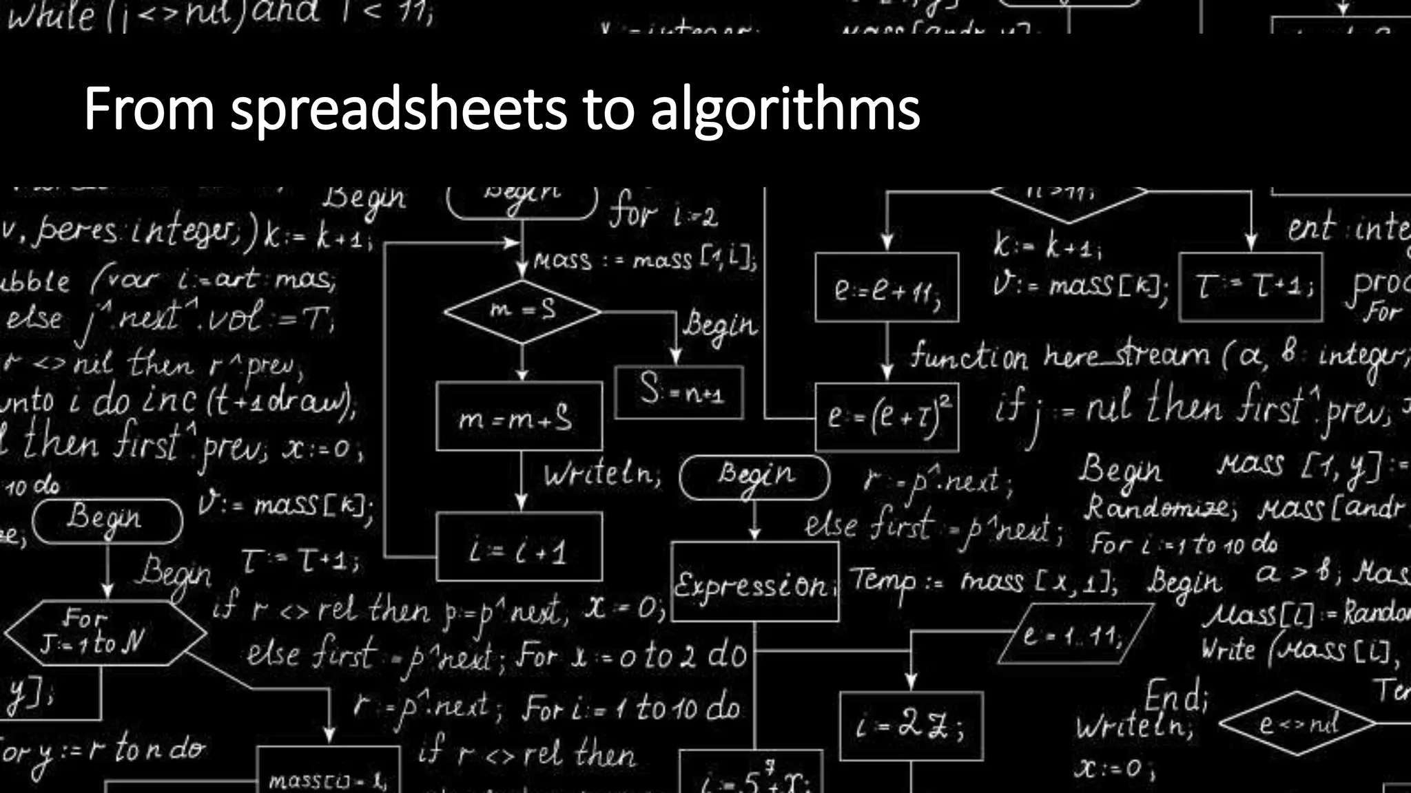 From spreadsheets to algorithms
 