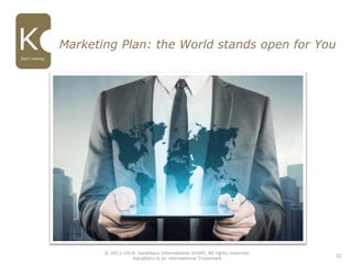 Marketing Plan: the World stands open for You
Earn money
32
© 2011-2016 Karatbars International GmbH, All rights reserved.
Karatbars is an international Trademark
 