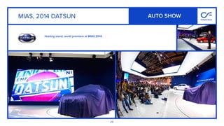29
MIAS, 2014 DATSUN
Hosting stand, world premiere at MIAS 2014.
AUTO SHOW
 