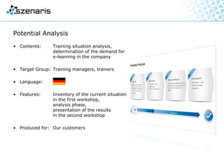 „Components of power transmission“ VS-NfD
• Contents: Consulting for the creation and
implementation of a Learning
Management System (LMS)
and eLearning modules
• Target Group: Training and maintenance
personnel of the GTK Boxer
• Language:
• Features: Web based LMS with role
management (administrator,
trainer, students …), eLearning
modules for the GTK Boxer
• Produced for: Krauss-Maffei Wegmann
GmbH & Co. KG (KMW)
 
