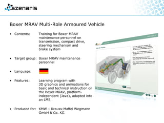 Respiratory Devices
• Contents: Learning program on handling
and operating respiratory
devices and masks, including
testing equipment
• Target group: Fire officers / fire officer
candidates
• Language:
• Features: Illustrated with a wide range of
media (photos, 2D and 3D
graphics, videos and animations),
can be used for remote training
and as a standalone version
• Produced for: German Armed Forces
• Awards: vebn Award and
vebn Seal of Approval
 