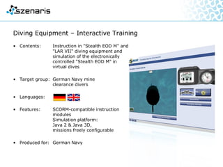 Simulation of agricultural devices
• Contents: eLearning und interactive
simulations of ploughs
("OptiQuick") and shares
("OptiDisc")
• Target group: Sales personnel, traders
• Language:
• Features: Virtual reality, photographs
• Produced for: Lemken
 