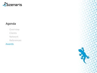 szenaris GmbH presentation
Your contact
Klaus Bock-Müller Dr. Uwe Katzky
Managing Director Managing Director
Phone +49 [0]421 59647-12 Phone +49 [0]421 59647-14
Mobile +49 [0]173 6018727 Mobile +49 [0]171 6415035
Fax +49 [0]421 59647-77 Fax +49 [0]421 59647-77
klaus.bock-mueller@szenaris.com uwe.katzky@szenaris.com
szenaris GmbH
Otto-Lilienthal-Str. 1
28199 Bremen, Germany
Phone +49 [0]421 59647-0
Fax +49 [0]421 59647-77
info@szenaris.com
www.szenaris.com
szenaris GmbH, Bremen, Germany | HRB 25315 HB
Management: Klaus Bock-Müller, Dr. Uwe Katzky
VAT-ID DE263455698
 
