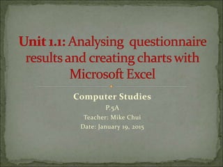 Computer Studies
P.5A
Teacher: Mike Chui
Date: January 19, 2015
 