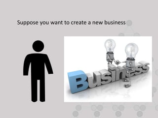 Suppose you want to create a new business
 