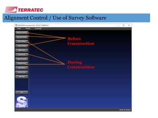 Alignment Control / Use of Survey Software
Before
Construction
During
Construction
 