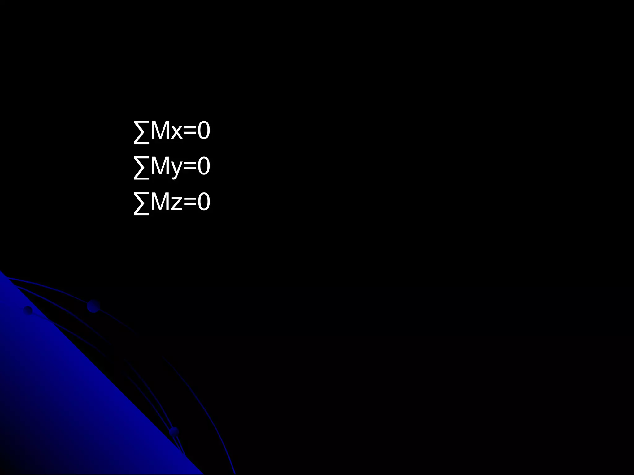 ∑Mx=0
∑My=0
∑Mz=0

 
