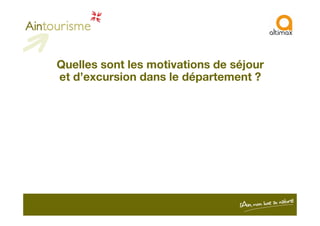 Quelles sont les motivations de séjour
et d’excursion dans le département ?
 