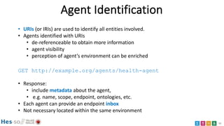 11
Agent Identification
• URIs (or IRIs) are used to identify all entities involved.
• Agents identified with URIs
• de-re...