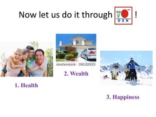 Now let us do it through !
1. Health
2. Wealth
3. Happiness
 