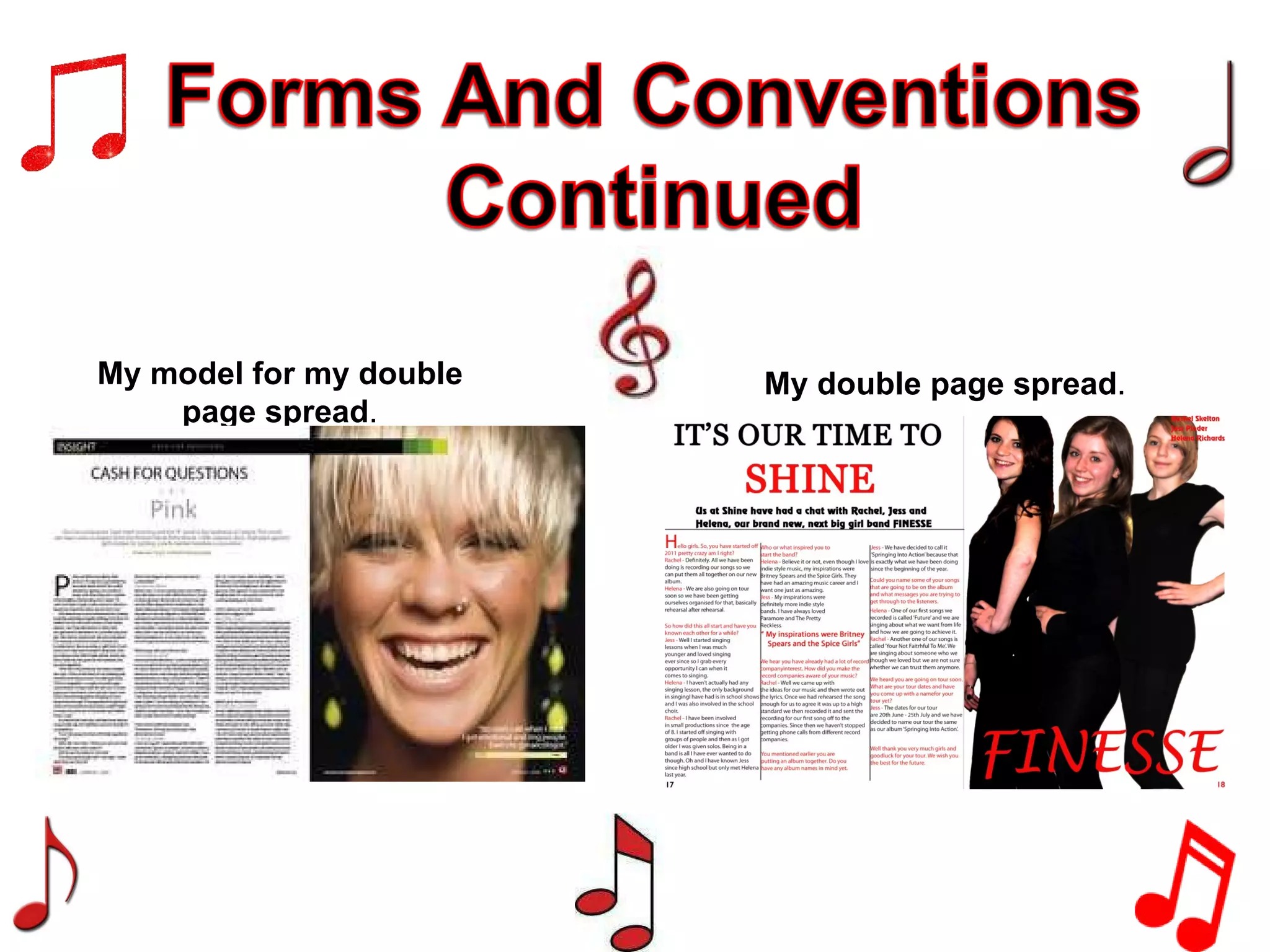 My model for my double page spread . My double page spread . 