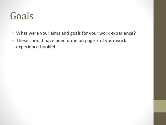 professional experience and goals