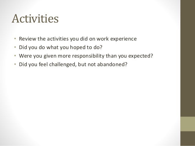 work experience presentation example sample of work experience