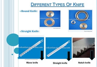 DIFFERENT TYPES OF KNIFE
Round

Knife:

Straight

Knife:

Wave knife

Straight knife

Notch knife

 