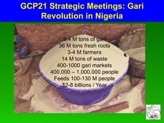 Global Cassava Partnership for the 21st Century (GCP21), a cassava platform to develop improvement strategies