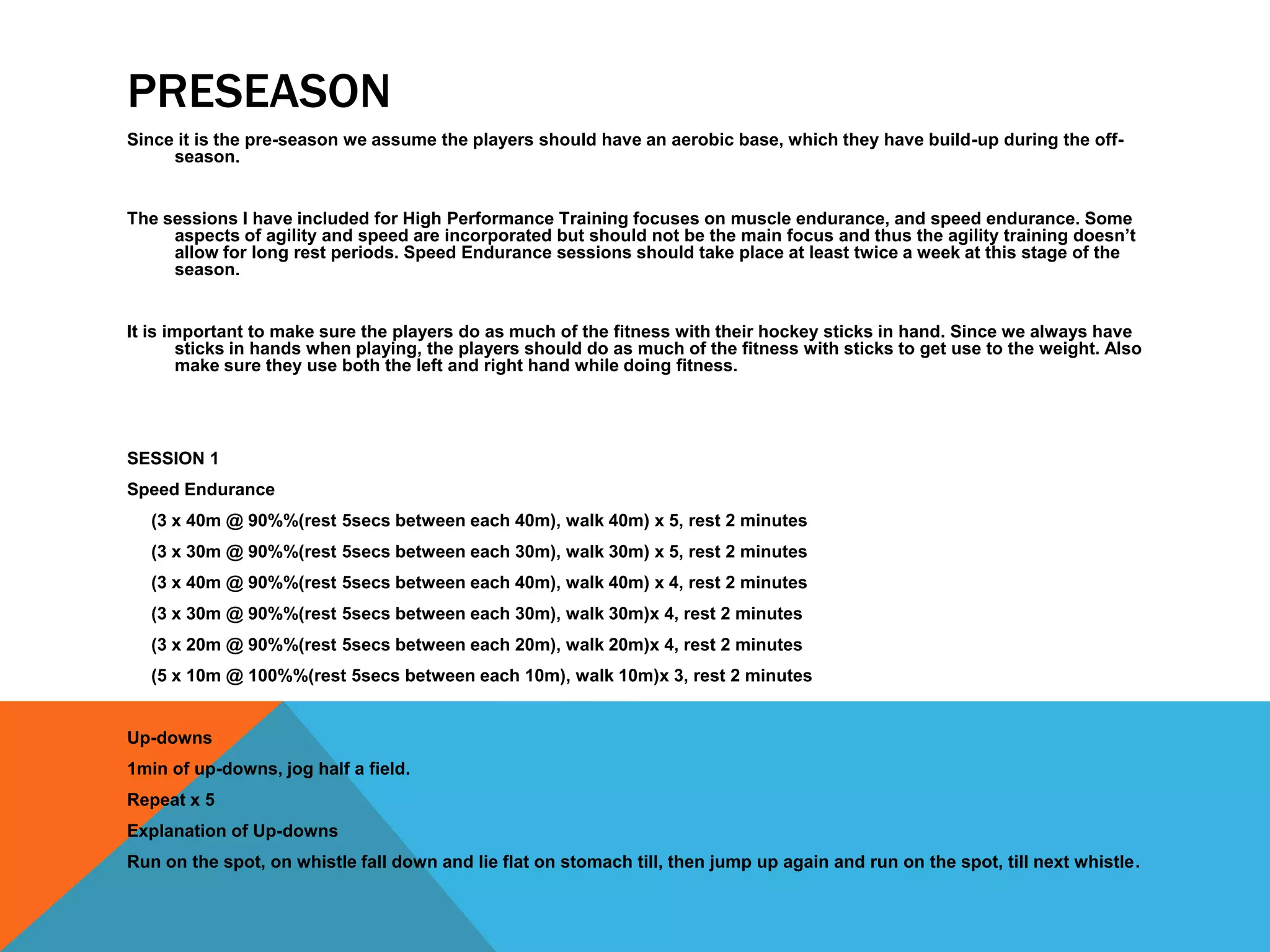 Presentation field hockey fitness drills | PPTX