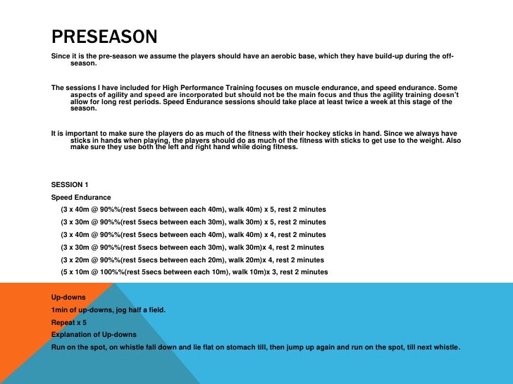 Presentation field hockey fitness drills