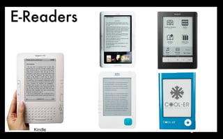E-Readers


            Nook   Sony E-Reader




   Kindle
 