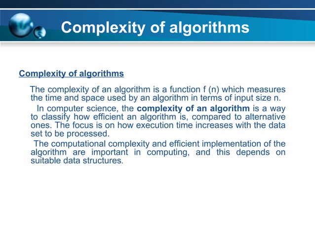 Complexity of Algorithm