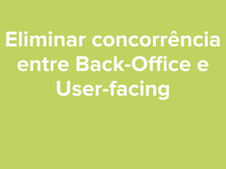 Eliminar concorrência
entre Back-Oﬃce e
User-facing

 