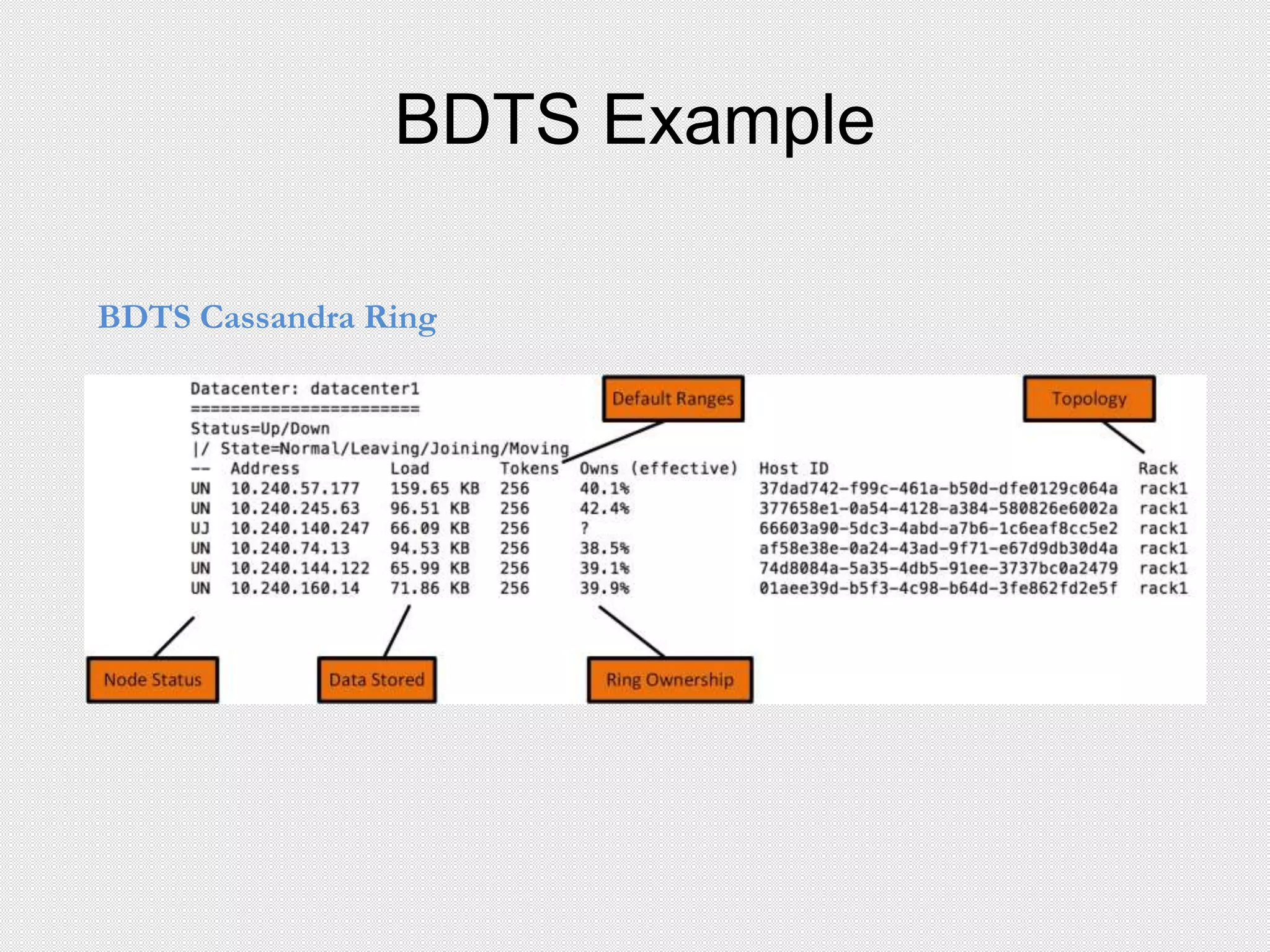 BDTS Example
BDTS Cassandra Ring
 