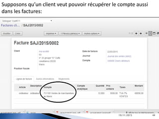 Supposons qu’un client veut pouvoir récupérer le compte aussi
dans les factures:
19/11/2015 44
 