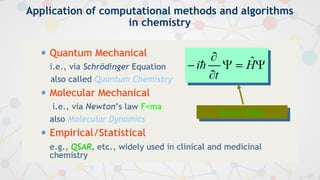 Application of computational methods and algorithms
in chemistry
 