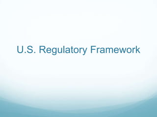 U.S. Regulatory Framework
 