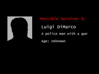Possible Survivor 6: Luigi DiMarco A police man with a gun Age: Unknown 