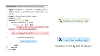 2. Has to be small enough
1. Satisfies the fooling rate
Projection on the ℓ" ball of radius #
 