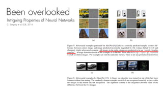 Been overlooked
Intriguing Properties of Neural Networks
C. Szegedy et al. ICLR, 2014.
 