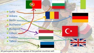 Sofia 
 Ankara 
 Berlin 
 Bucharest 
 Budapest 
 Lisbon 
 London 
 Tallinn 
All partıcıpants know the capıtals of the partner countrıes well. 
 