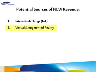 PotentialSourcesofNEWRevenue:
1. Internet-of-Things(IoT)
2. Virtual&AugmentedReality
99
 