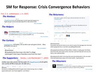 SM	for	Response:	Crisis	Convergence	Behaviors
The	Returnees:	
The	Anxious:
Fritz, C. E., & Mathewson, J. H. (1957)
@xxxxxx...