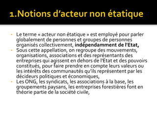 Les fonctions des acteurs non étatiques dans la REDD+ 