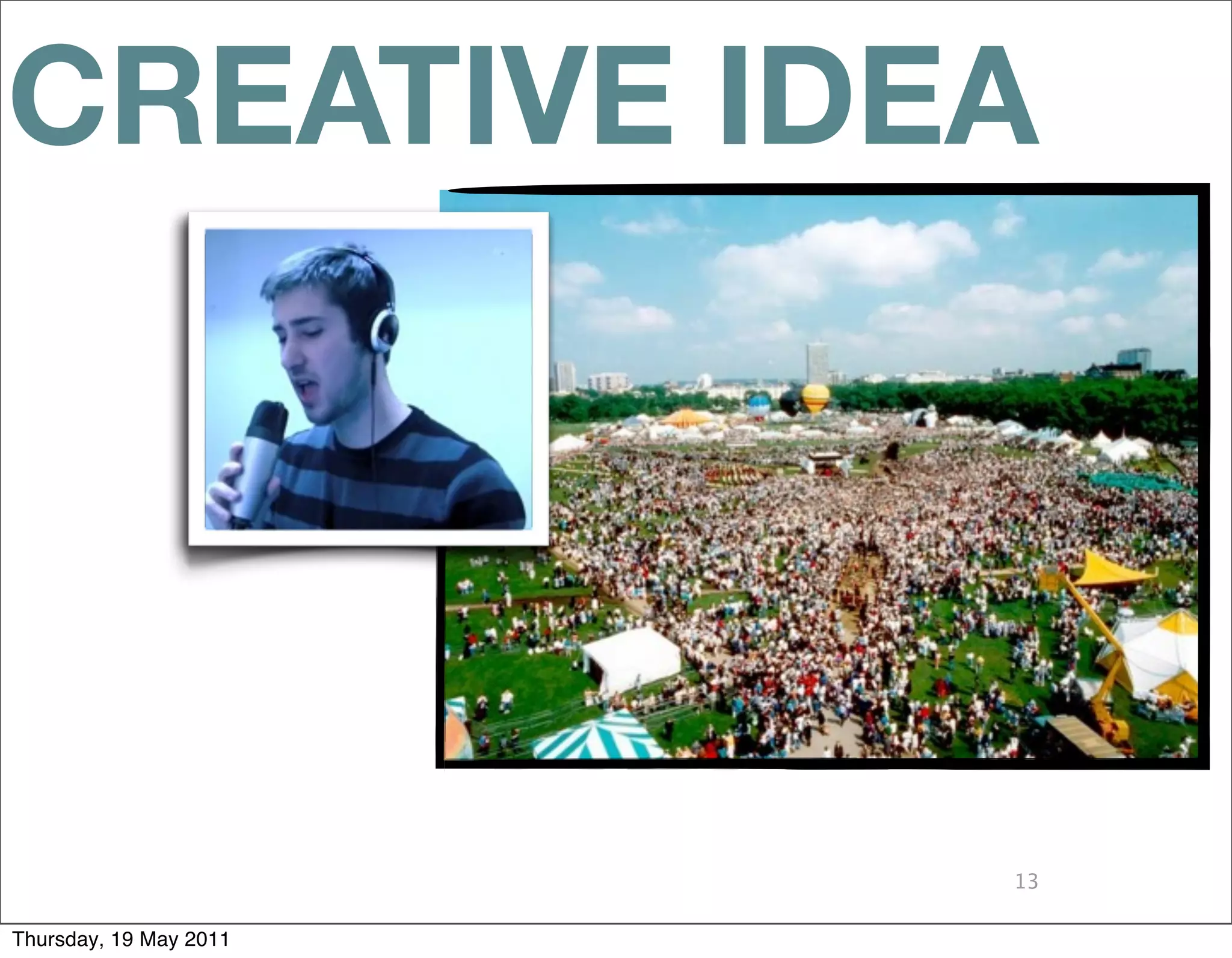 CREATIVE IDEA




                        13

Thursday, 19 May 2011
 