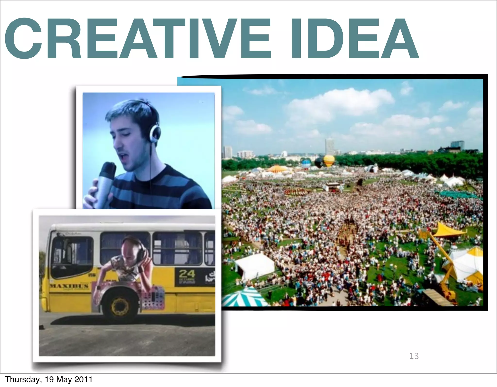 CREATIVE IDEA




                        13

Thursday, 19 May 2011
 