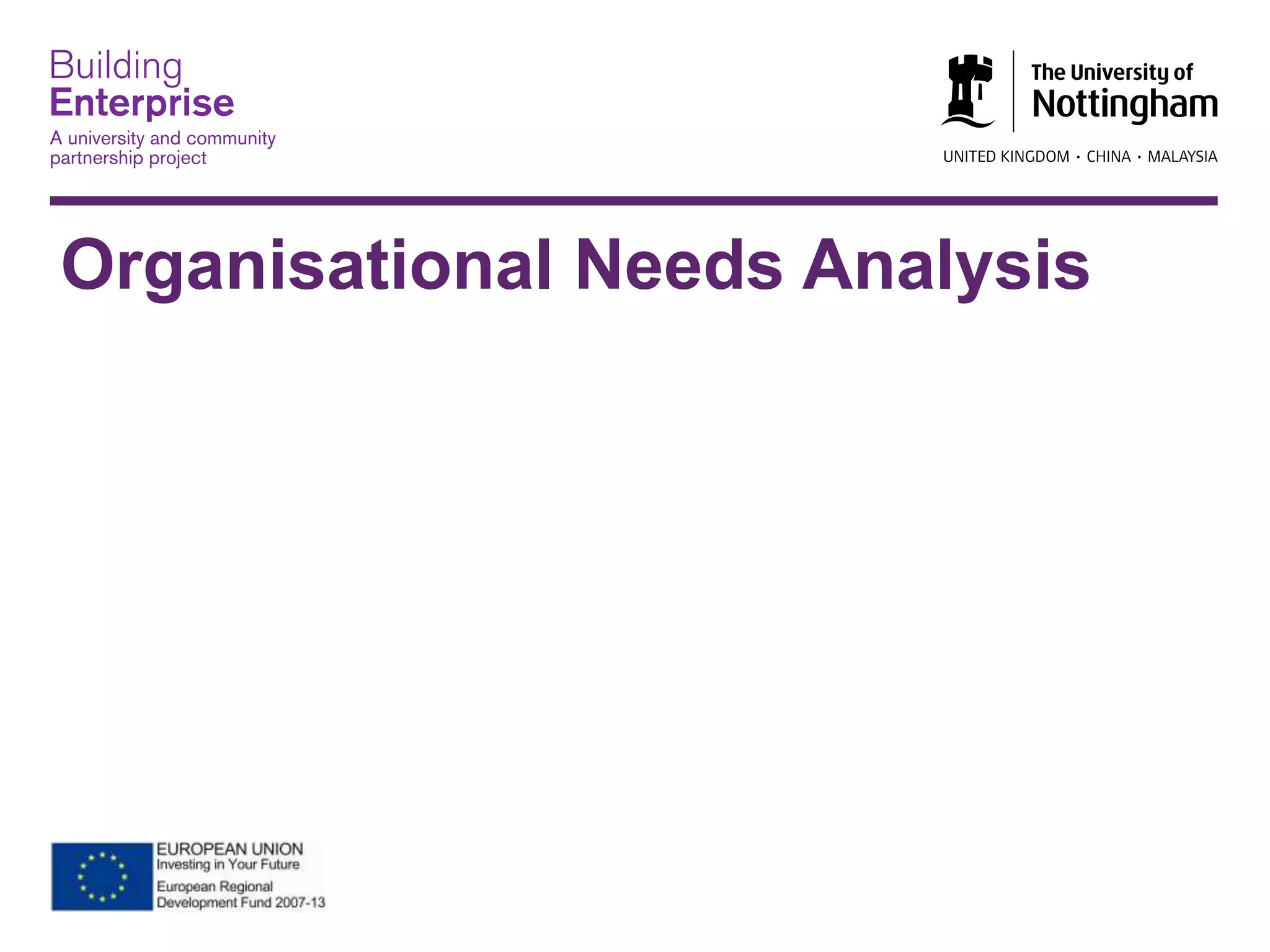 Organisational Needs Analysis
 