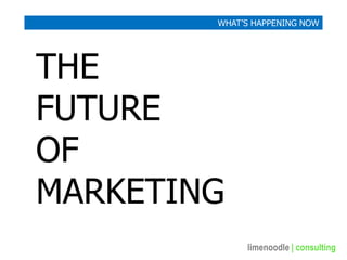 limenoodle | consulting
THE
FUTURE
OF
MARKETING
WHAT’S HAPPENING NOW
 