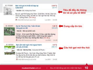 muabannhadat.com.vn | Địa chỉ bất động sản lớn nhất Việt Nam 10
Tiêu đề đầy đủ thông
tin và có yếu tố SEO
Cung cấp tin tức...