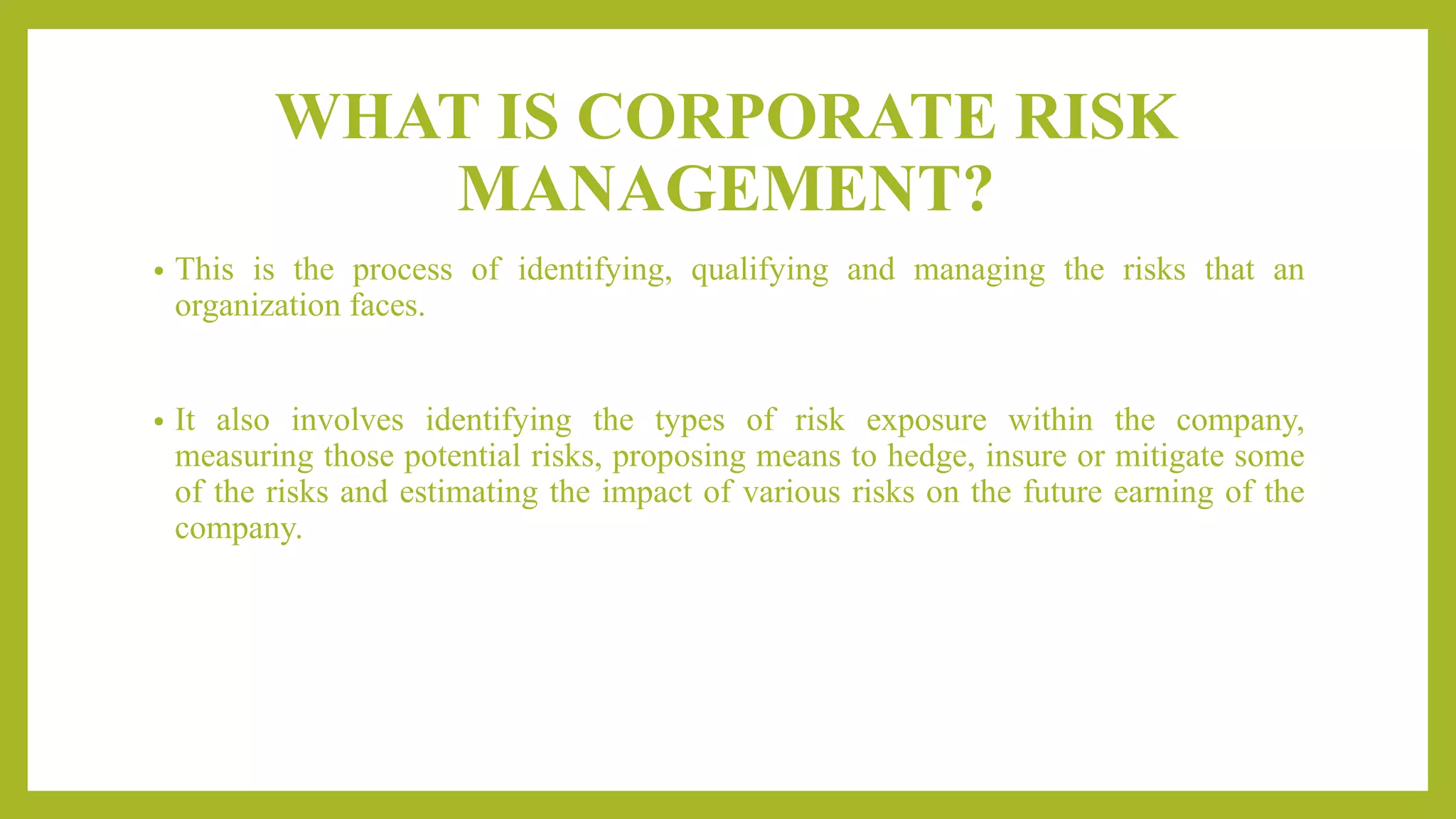 Corportate Risk corporate risk management | PPTX