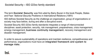 Societal Security – the new standard ISO 22301 for Business Continuity ...