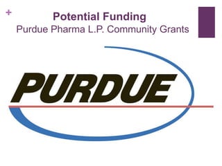 + Potential Funding
Purdue Pharma L.P. Community Grants
 